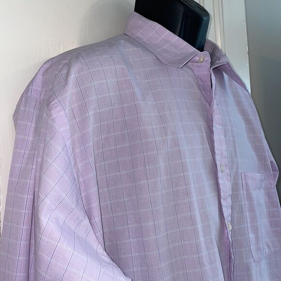 Vintage 80s Harold Powell lavender & white check cotton long sleeve shirt - Picture 6 of 10